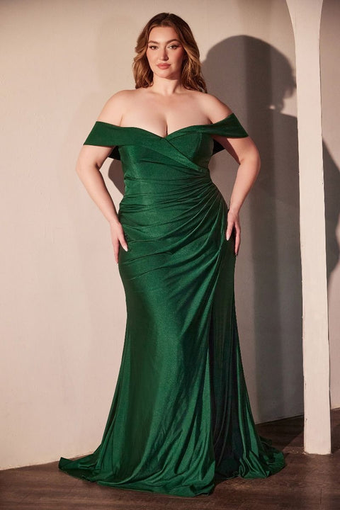 Ladivine - CD790C Stretch Spandex Off the Shoulder Curve Dress