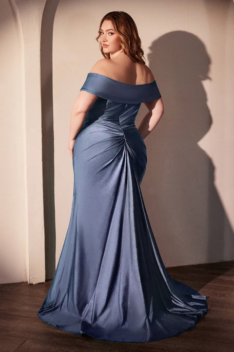 Ladivine - CD790C Stretch Spandex Off the Shoulder Curve Dress