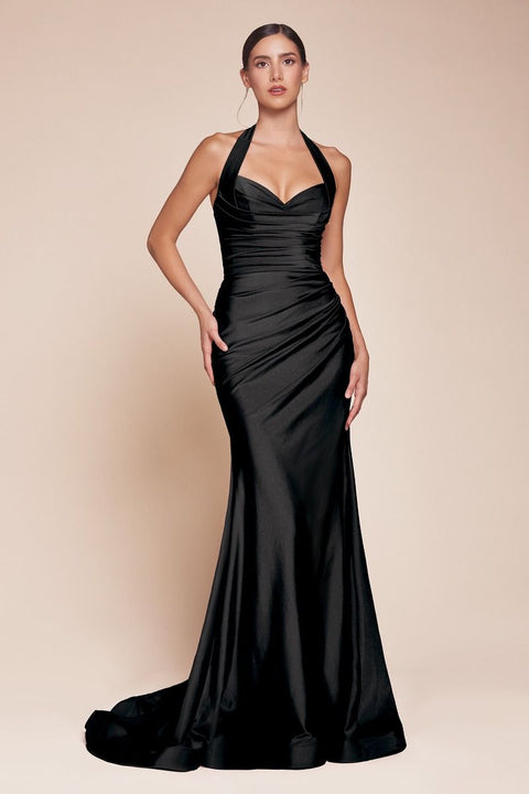 Ladivine - CD796C Halter Stretch Spandex Fitted Gown