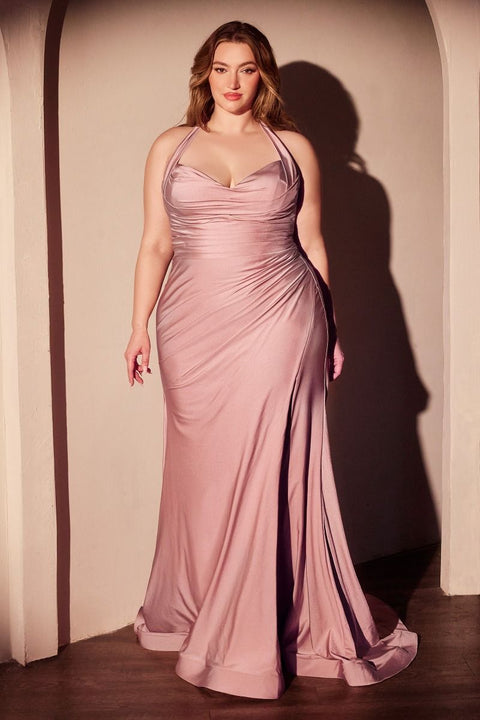 Ladivine - CD796C Halter Stretch Spandex Fitted Gown