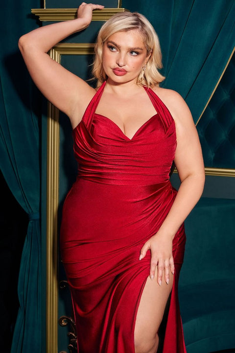 Ladivine - CD796C Halter Stretch Spandex Fitted Gown
