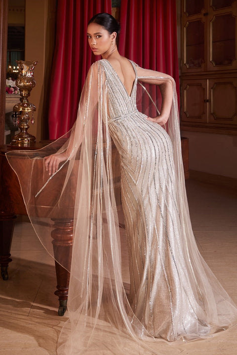 Ladivine - CD865 Plunging Neckline Gown
