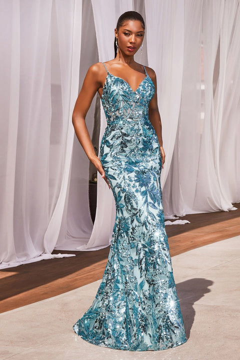 Ladivine - CM350 Floral Sequin Gown