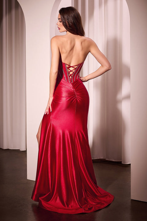 Ladivine - CM368 Plunging Neckline Gown