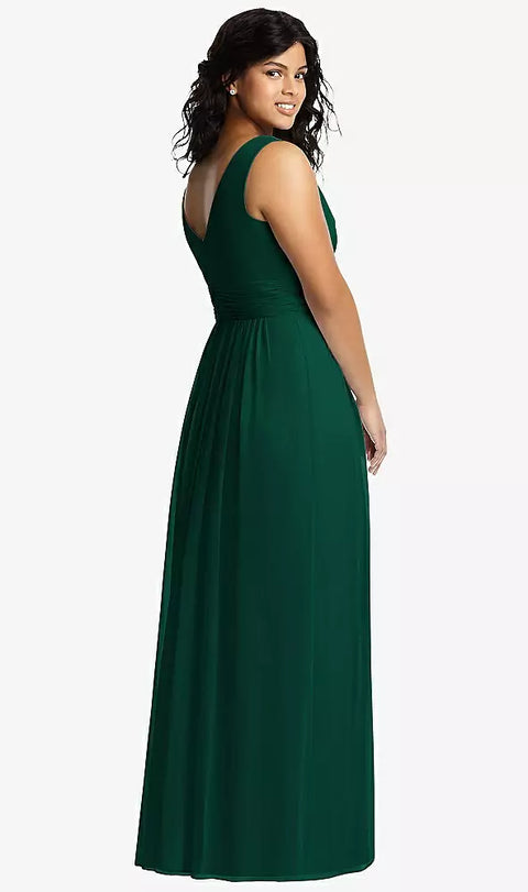 Dessy 2894 Sleeveless Draped Chiffon Maxi Dress With Front Slit