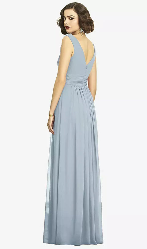 Dessy 2894 Sleeveless Draped Chiffon Maxi Dress With Front Slit