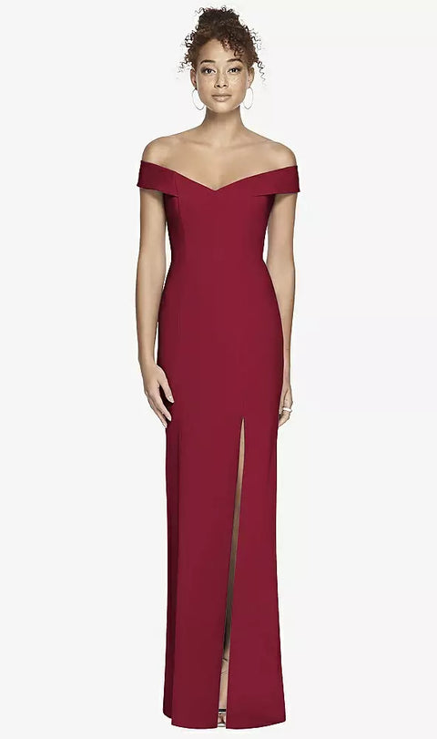 Dessy 3012 Off-the-shoulder Criss Cross Back Trumpet Gown