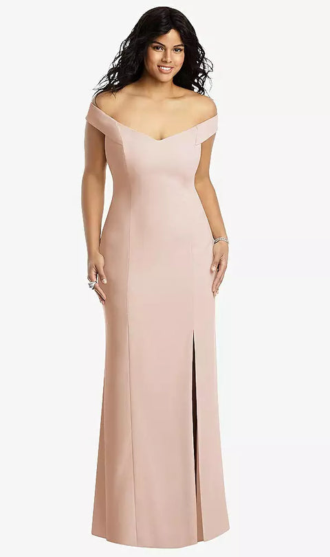 Dessy 3012 Off-the-shoulder Criss Cross Back Trumpet Gown