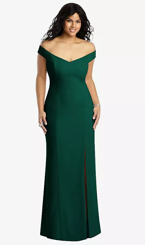 Dessy 3012 Off-the-shoulder Criss Cross Back Trumpet Gown