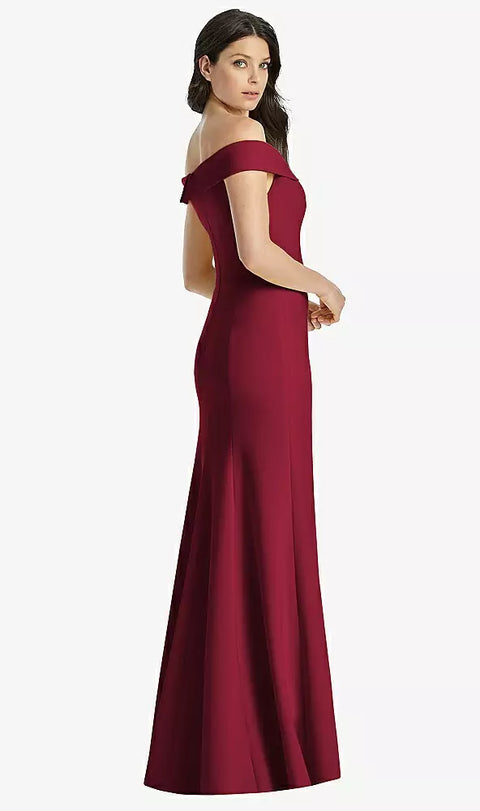 Dessy 3038 Off-the-shoulder Notch Trumpet Gown With Front Slit