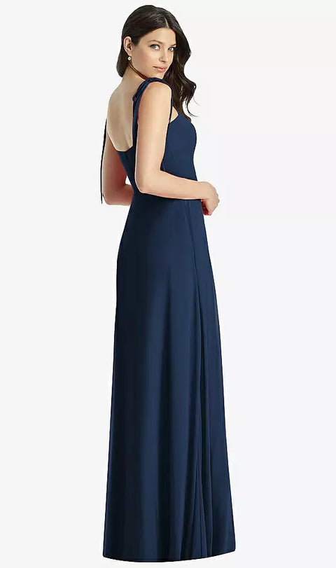 Dessy 3042 Tie-shoulder Chiffon Maxi Dress With Front Slit