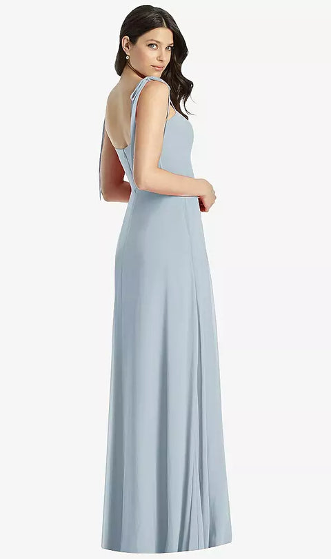 Dessy 3042 Tie-shoulder Chiffon Maxi Dress With Front Slit