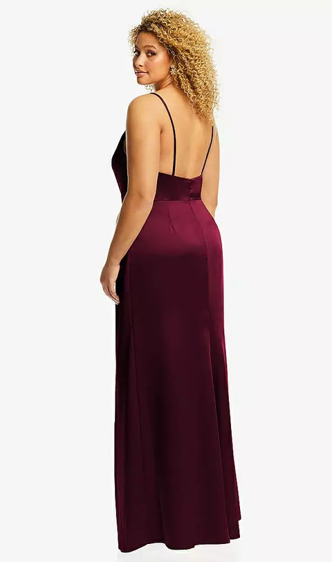 Dessy 3072 Cowl-neck Draped Wrap Maxi Dress With Front Slit