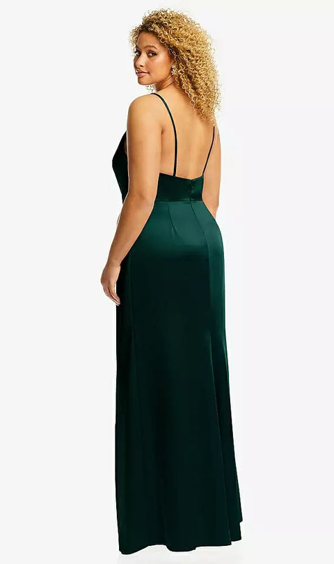 Dessy 3072 Cowl-neck Draped Wrap Maxi Dress With Front Slit