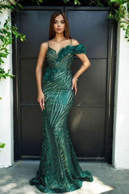 Portia And Scarlett One Shoulder Cap Sleeve Evening Dress PS24517E