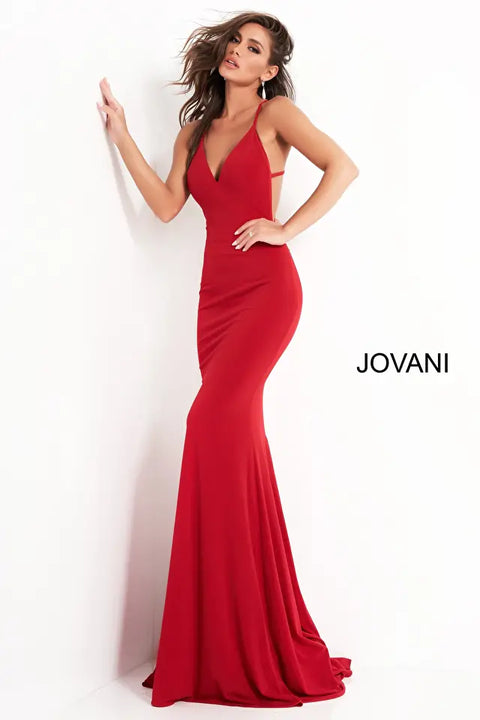 Jovani 00512 V Neckline Fitted Gown