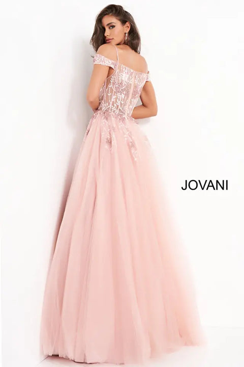 Jovani 02022 Off The Shoulder Embellished Evening Dress