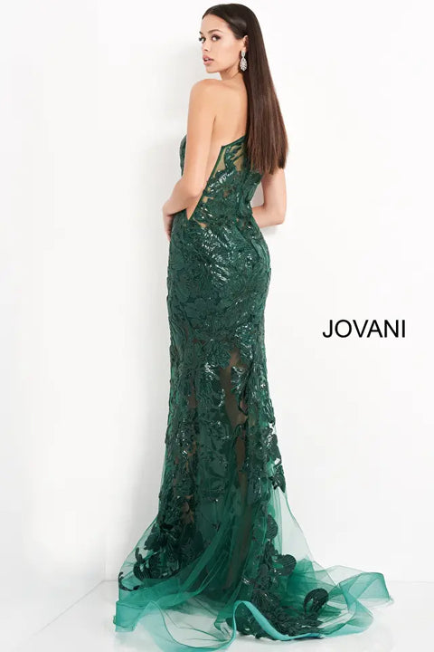 Jovani 02895 One Shoulder Embellished Gown