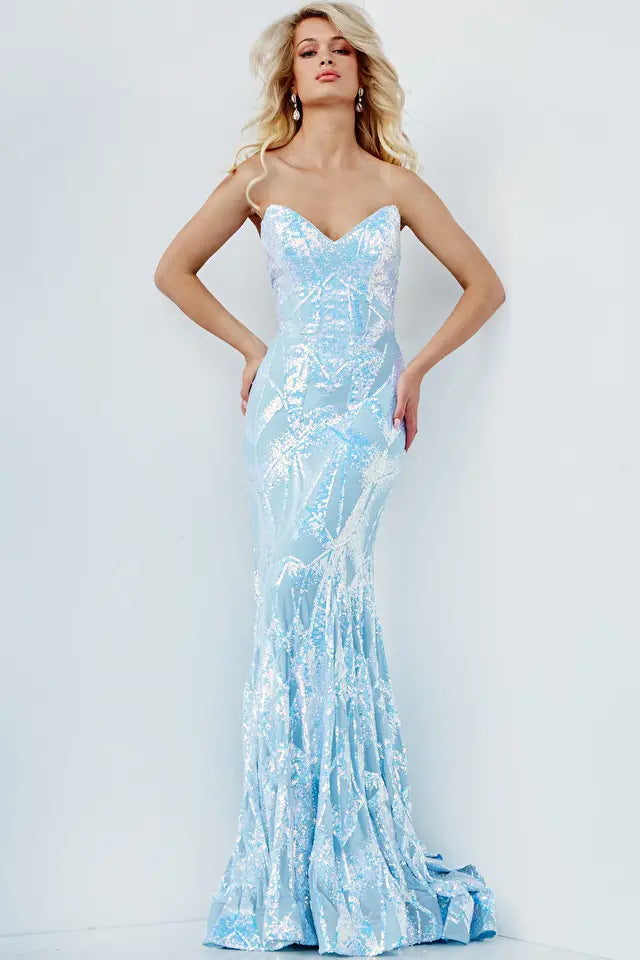 Jovani 05100 Embellished Strapless Sequin Plus Size Party Dress – YDG