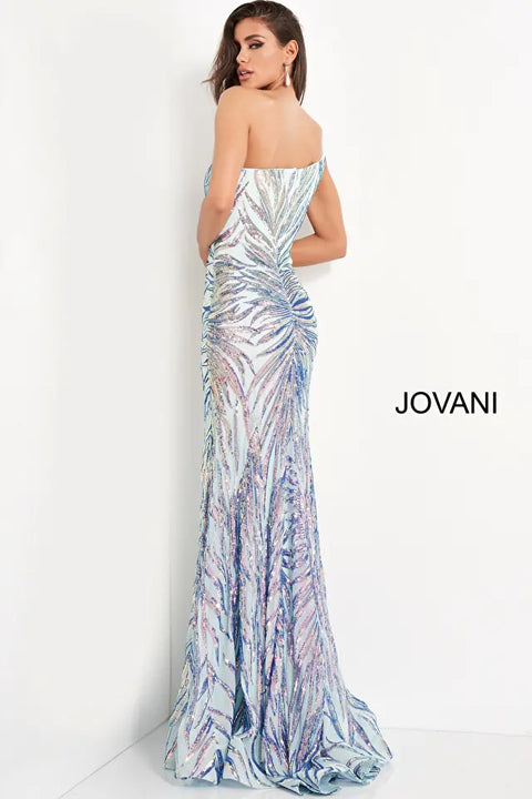 Jovani 05664 One Shoulder Sequin Embellished Sheath Dress