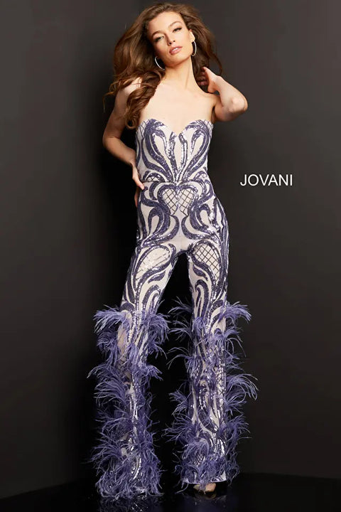 Jovani 05669 Embellished Sweetheart Neck Strapless Evening Jumpsuit