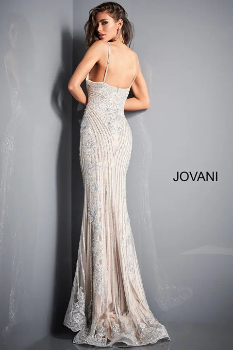 Jovani 05752 Spaghetti Strap V Neck Dress