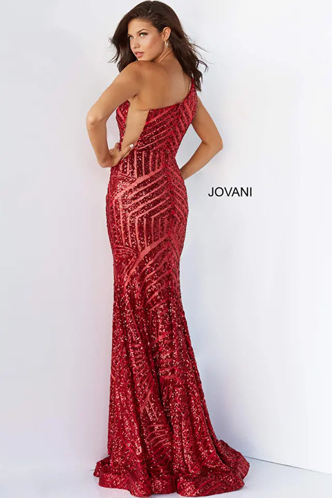 Jovani 06017 One Shoulder Sequin Fitted Embellished Beaded Long Dress