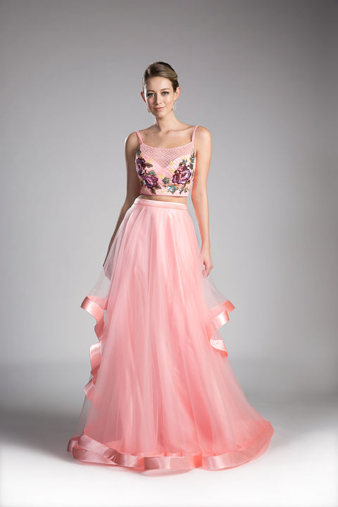 Ladivine - 11793 Tulle Two piece Gown