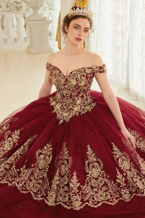 Ladivine - 15705 Lace Sweetheart Neckline Off The Shoulder Ball Gown
