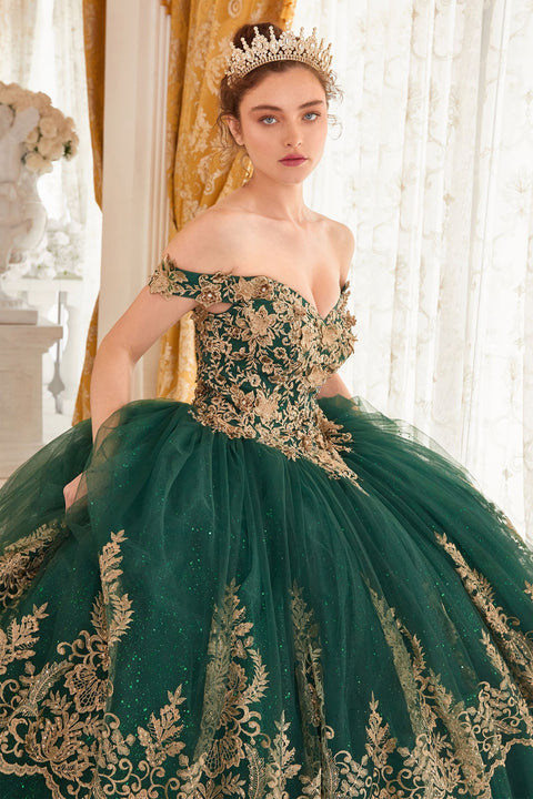 Ladivine - 15705 Lace Sweetheart Neckline Off The Shoulder Ball Gown