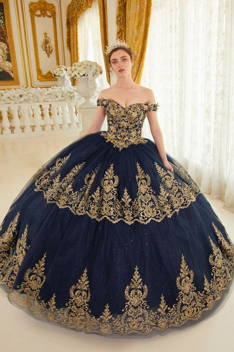 Ladivine - 15705 Lace Sweetheart Neckline Off The Shoulder Ball Gown