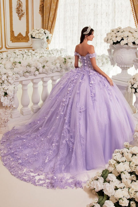 Ladivine - 15717 Tulle Off The Shoulder Ball Gown