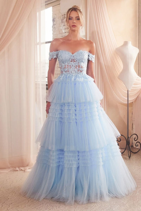 Ladivine - 9315 Tulle Sweetheart Neckline Off The Shoulder Ball Gown
