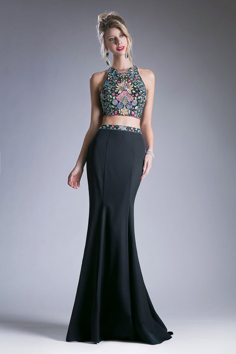 Ladivine - C80312 Floral Two Piece Gown