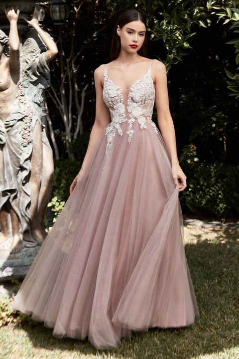 Ladivine - CB075 Floral A-line Gown