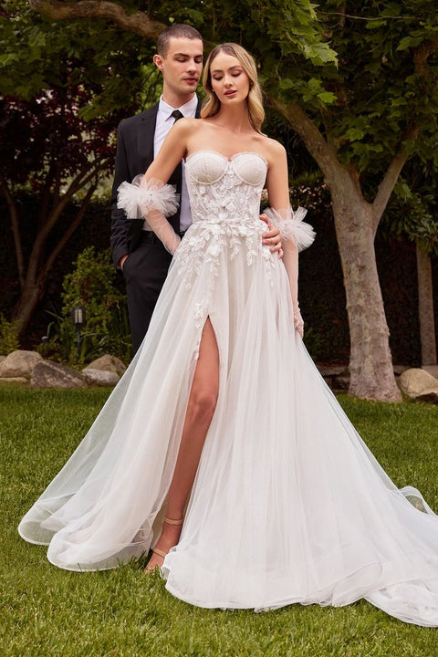 Ladivine - CD859W Tulle Sweetheart Neckline A-line Bridal Gown