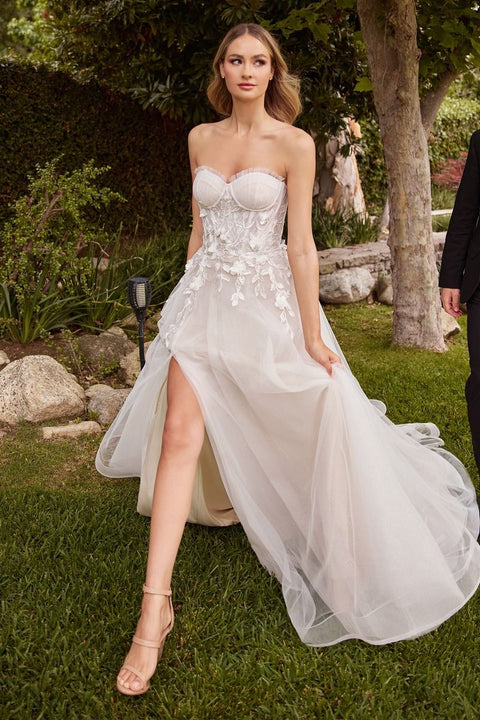 Ladivine - CD859W Tulle Sweetheart Neckline A-line Bridal Gown