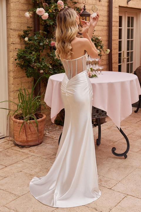 Ladivine - CDS423W Corset Strapless Gown