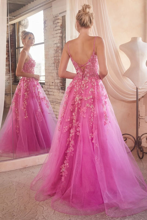 Ladivine - CM347 Tulle V Neck Prom Dress