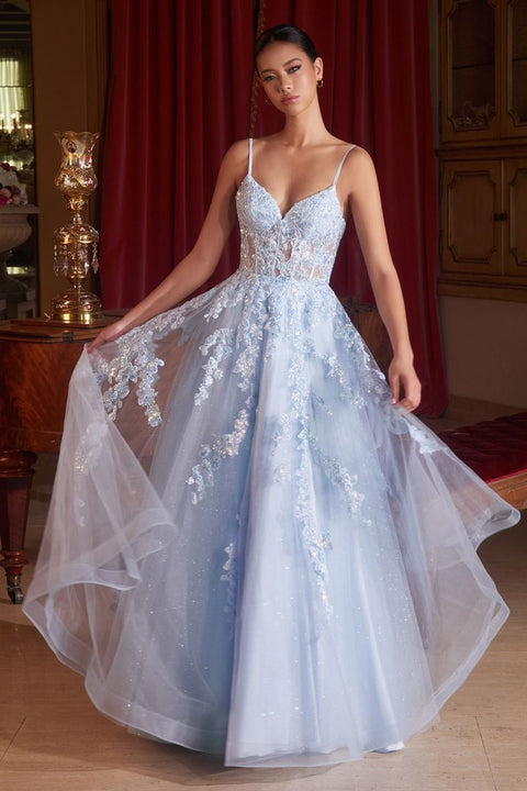 Ladivine - CM347 Tulle V Neck Prom Dress
