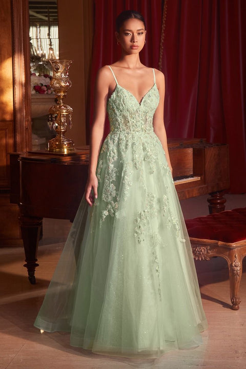 Ladivine - CM347 Tulle V Neck Prom Dress