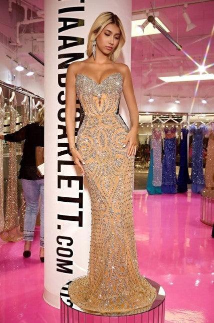 Portia And Scarlett V Neck Couture Evening Dress PS24867C