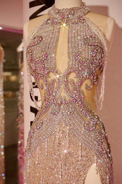 Portia And Scarlett High Neck Off Shoulder Couture Dress PS23704C