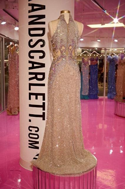 Portia And Scarlett High Neck Off Shoulder Couture Dress PS23704C