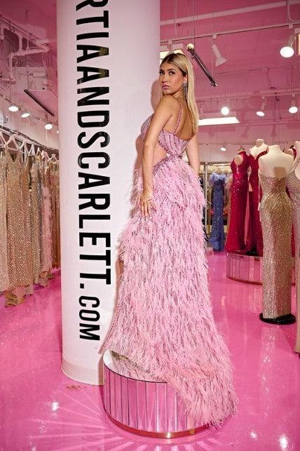 Portia And Scarlett V Neck Couture Evening Dress PS24856C