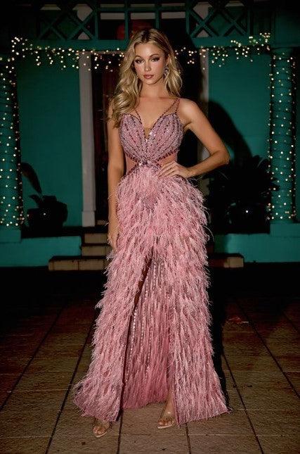 Portia And Scarlett V Neck Couture Evening Dress PS24856C