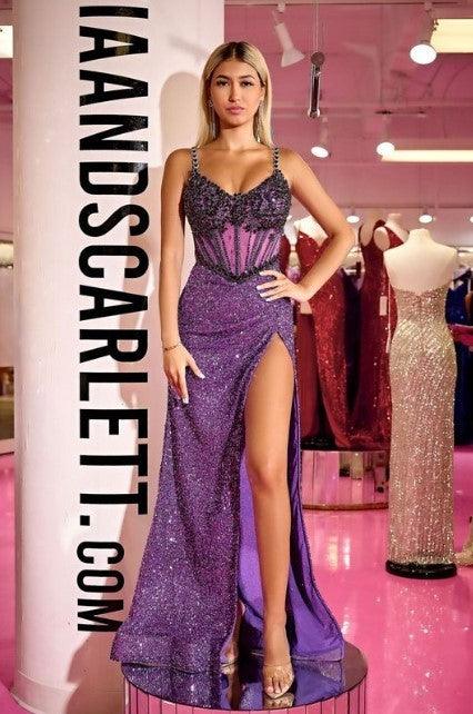 Portia And Scarlett V Neck Couture Evening Dress PS24872C