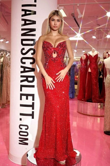 Portia And Scarlett V Neck Strapless Prom Dress PS24878C