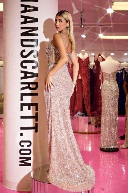 Portia And Scarlett V Neck Couture Evening Dress PS24872C