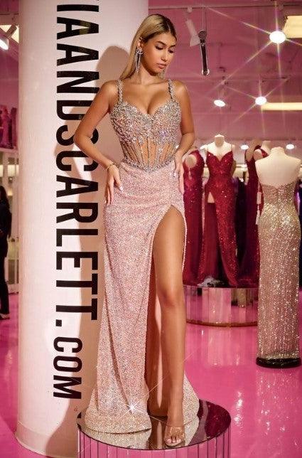 Portia And Scarlett V Neck Couture Evening Dress PS24872C